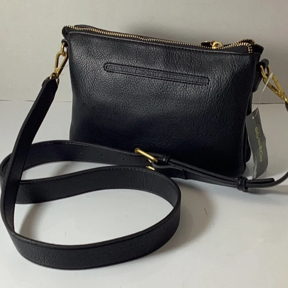 Style&Co.Double Compartment Crossbody bag in PVC leather with gold-tone hardware